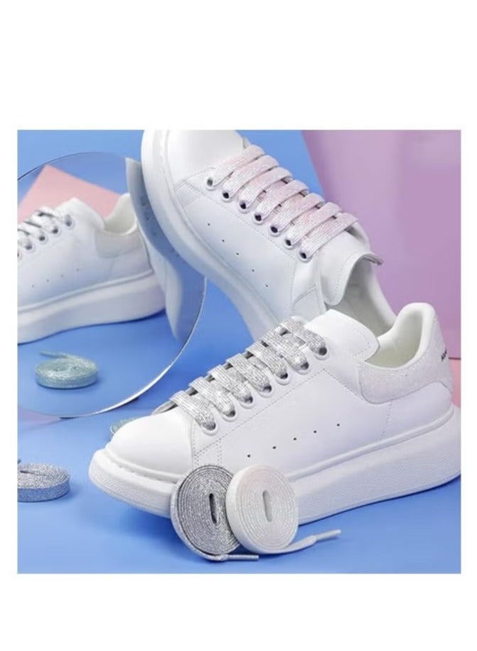 Unewshi 8PCS Shiny Flat Laces, Tear-Resistant Woven Laces, Polyester Replacement Laces, Suitable for Board Shoes, Canvas Shoes, Sports Shoes, Boots, Trouser Rope(130cm) - Image 5