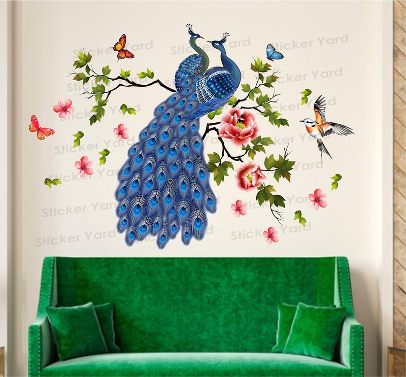 Sticker Yard PVC Vinyl Peacock Branch Floral Self-Adhesive Wall Sticker for Home Decor/Decoration - Living Room, Bedroom, Kids Room (Multicolor,Size 108X74CM) - Image 5