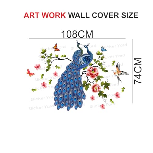 Sticker Yard PVC Vinyl Peacock Branch Floral Self-Adhesive Wall Sticker for Home Decor/Decoration - Living Room, Bedroom, Kids Room (Multicolor,Size 108X74CM) - Image 4
