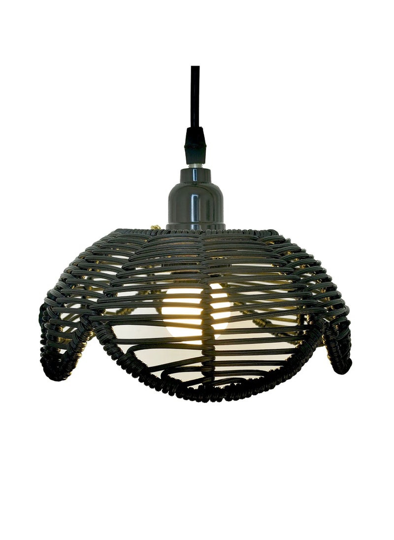 Mei Lifestyle Hand Woven Rattan Cage Pendant Light Cover with Aesthetic Design (Size 25x30CM)  - Image 1