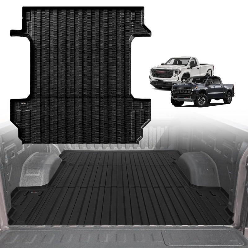 TripleAliners Truck Mat Compatible with 2019-2026 Chevy Silverado/GMC Sierra 1500 5.8FT Accessories, Truck Bed Mat Heavy Duty Custom Fit All Weather Protection TPE Pickup Liner - Image 1
