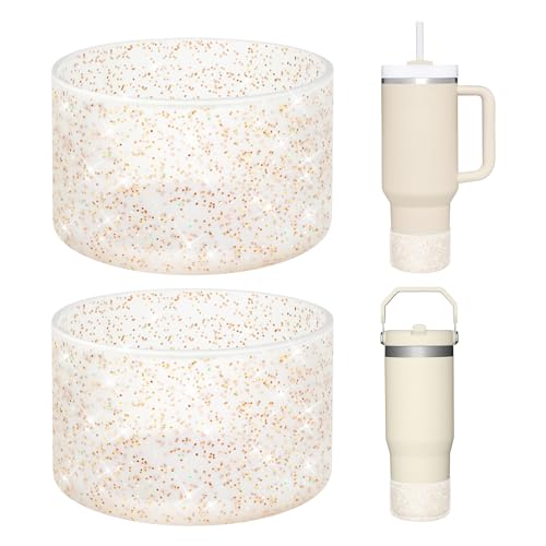 WUQID 2 Pack Bling Silicone Boot Compatible with Stanley Quencher Adventure 40oz & Stanley IceFlow 20oz 30oz, Reduces Dents Protective Silicone Water Bottle Bottom Cover Sleeve - Image 1