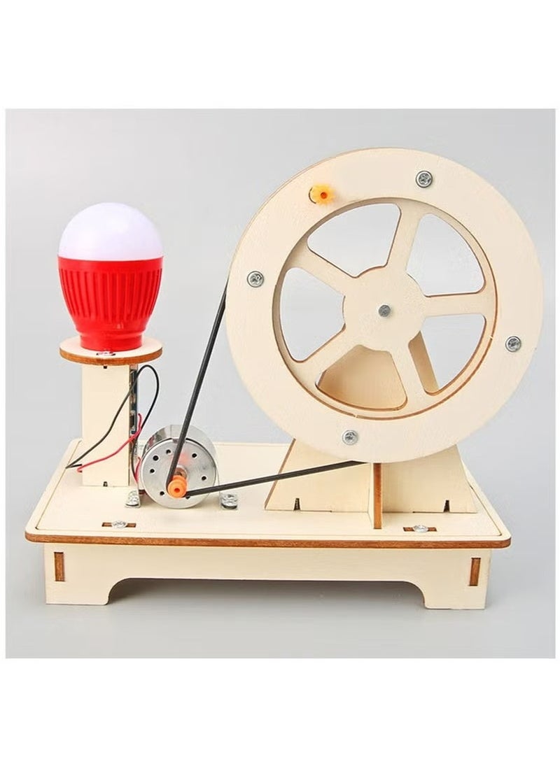 Scientific Experiment Manual Generator,Wooden Hand Cranked Generator, Science Kit Manual Generator Toy, Physics Experiment Puzzle Light Bulb, Science Experiments for Kids Age 6-14, Light Bulb Color Random  - Image 2