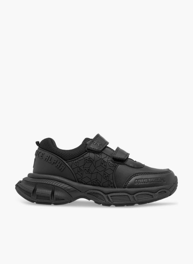 MINECRAFT Logo Embossed School Shoes With Hook And Loop Closure - Image 1