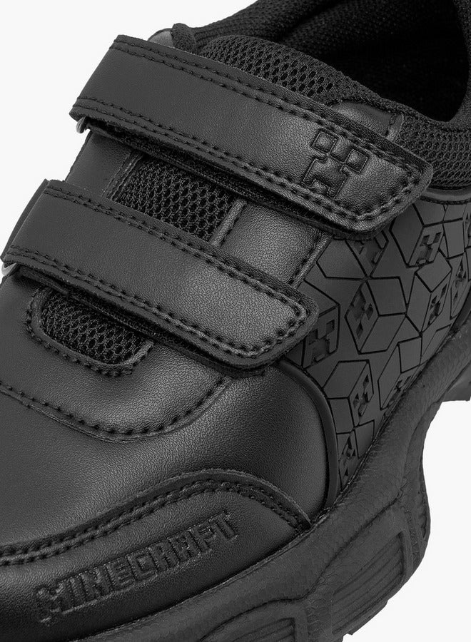 MINECRAFT Logo Embossed School Shoes With Hook And Loop Closure - Image 4