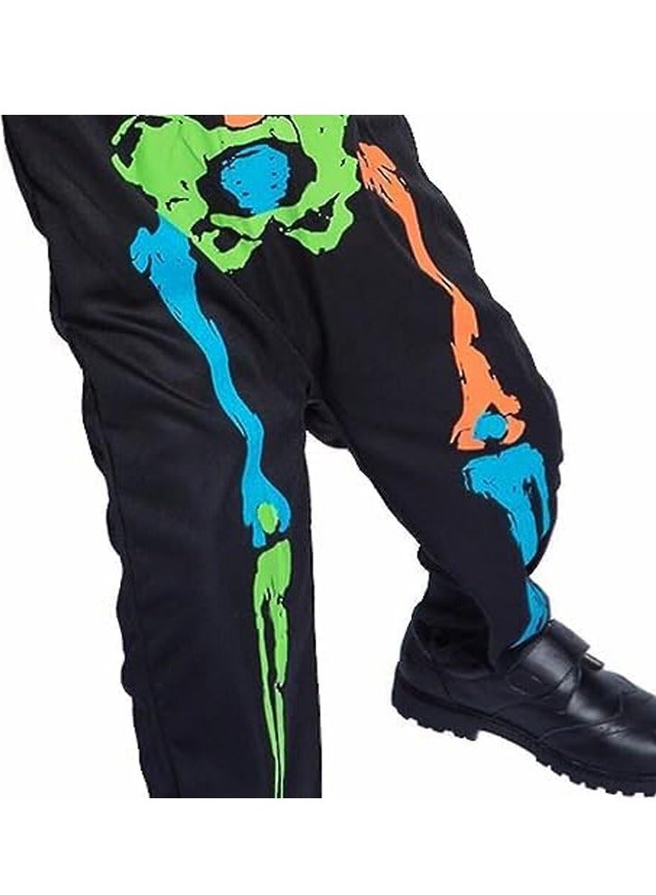 برين جيجلز قهقهات الدماغ بدلة بيجامة هيكل عظمي متعددة الألوان زي تنكري لون نيون للأطفال الصغار زي حفلة تنكرية - متوسط - Image 3