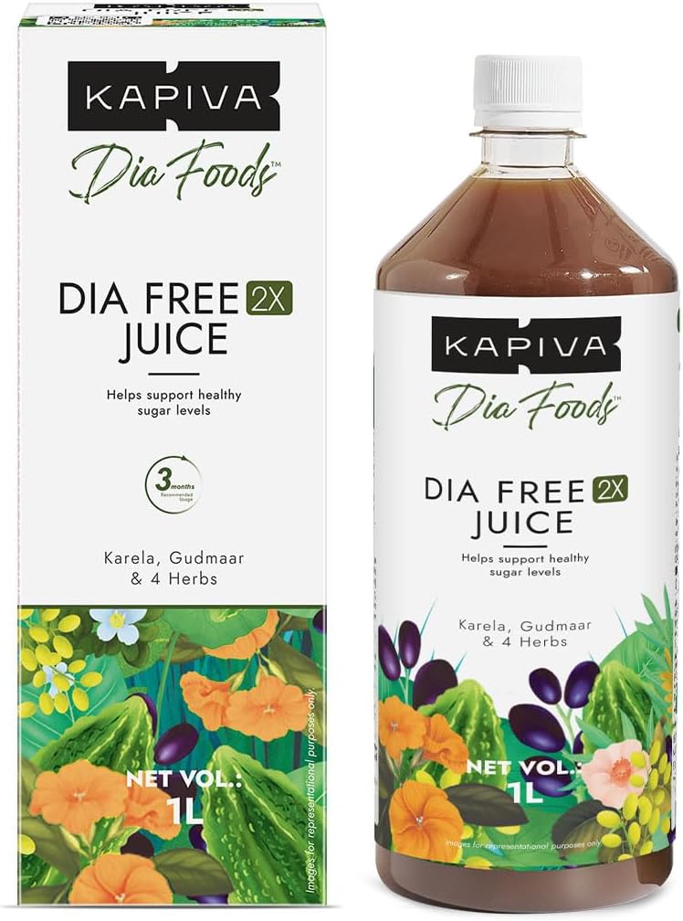 Kapiva Dia Free 2X Juice-1L | New and Improved | Helps Manage Sugar Levels With 6 Powerful Herbs | 100% Ayurvedic Juice with Karela, Jamun & Gudmar | 1 Month Pack - Image 1