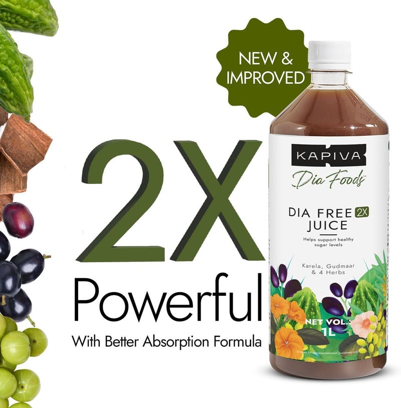 Kapiva Dia Free 2X Juice-1L | New and Improved | Helps Manage Sugar Levels With 6 Powerful Herbs | 100% Ayurvedic Juice with Karela, Jamun & Gudmar | 1 Month Pack - Image 2