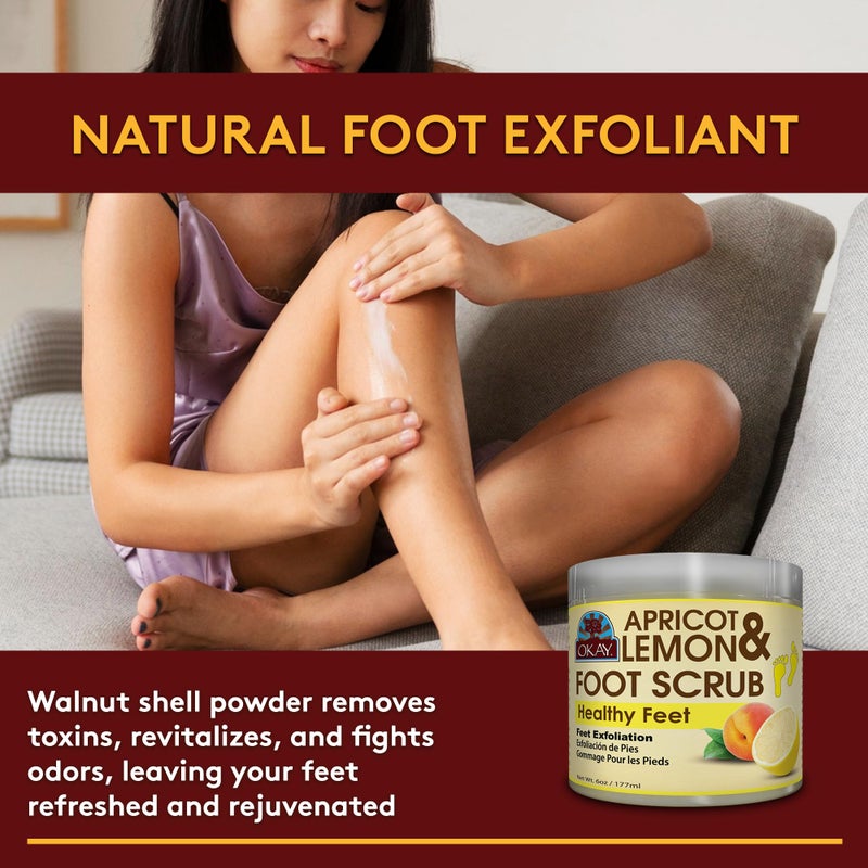 OKAY Apricot & Lemon Foot Scrub, 6 Ounce - Image 2