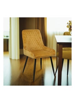 Micasa Powder Coated Armless Dining Chair With Velvet Yellow And Black 91 X 61 X 51 Cm Edc318  - Image 2