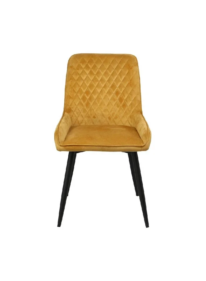 Micasa Powder Coated Armless Dining Chair with Velvet Yellow and Black 91 x 61 x 51 cm EDC318