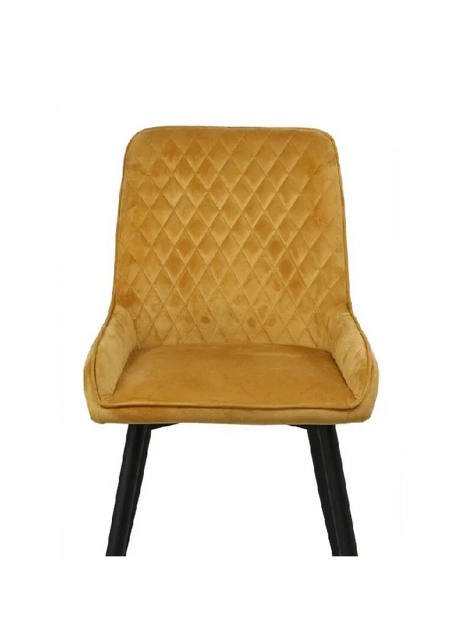 Micasa Powder Coated Armless Dining Chair with Velvet Yellow and Black 91 x 61 x 51 cm EDC318