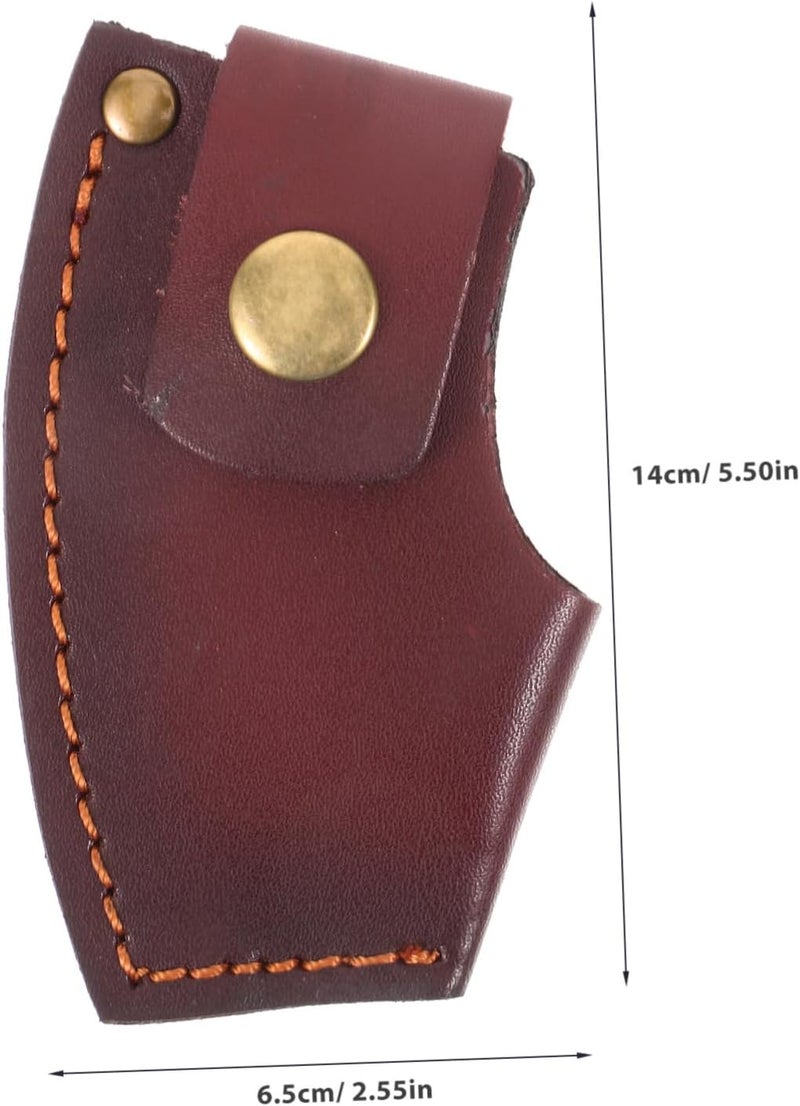 POPETPOP Outdoor Axe Protective Cover Portable Leather Axe Sleeve for Camping and Hiking Compact Hatchet Blade Sheath for Safe Storage and Easy Carrying - Image 2