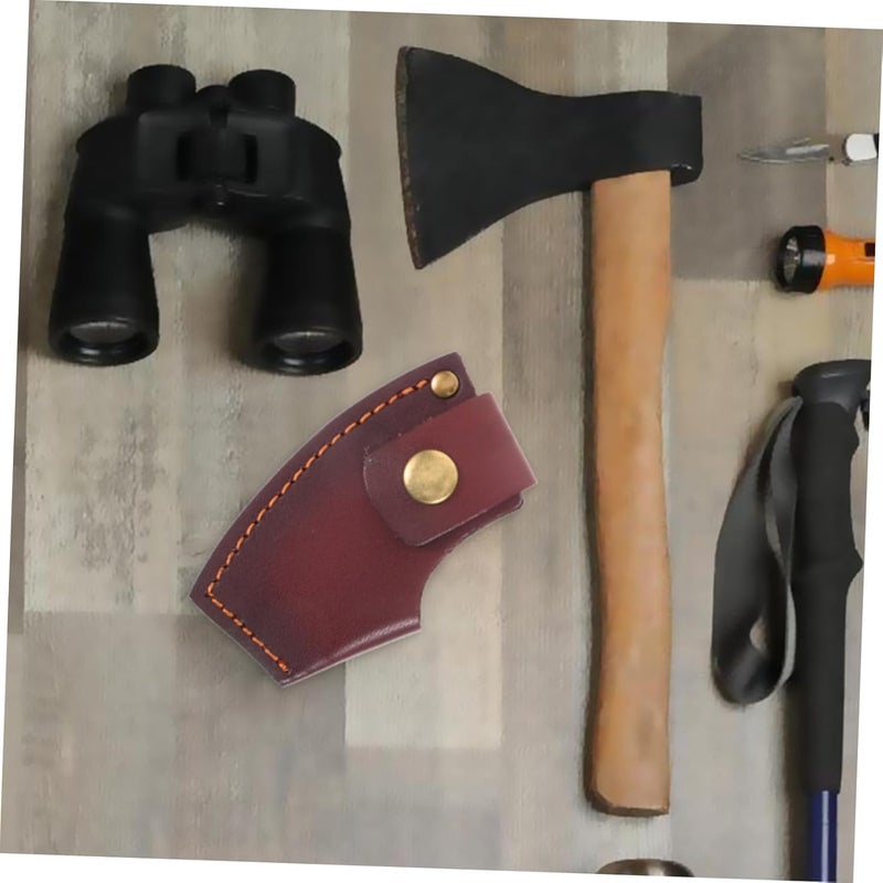 POPETPOP Outdoor Axe Protective Cover Portable Leather Axe Sleeve for Camping and Hiking Compact Hatchet Blade Sheath for Safe Storage and Easy Carrying - Image 5