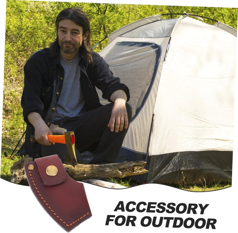 POPETPOP Outdoor Axe Protective Cover Portable Leather Axe Sleeve for Camping and Hiking Compact Hatchet Blade Sheath for Safe Storage and Easy Carrying - Image 3