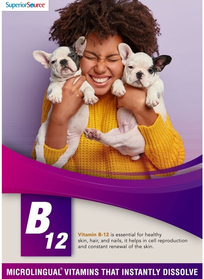 Superior Source No Shot Vitamin B12 Methylcobalamin 1000 mcg, Quick Dissolve MicroLingual Tablets, 60 Count, Active Form of B12, Supports Energy Production, Nervous System Support, Non-GMO - Image 4