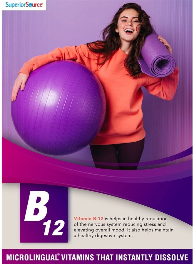 Superior Source No Shot Vitamin B12 Methylcobalamin 1000 mcg, Quick Dissolve MicroLingual Tablets, 60 Count, Active Form of B12, Supports Energy Production, Nervous System Support, Non-GMO - Image 5