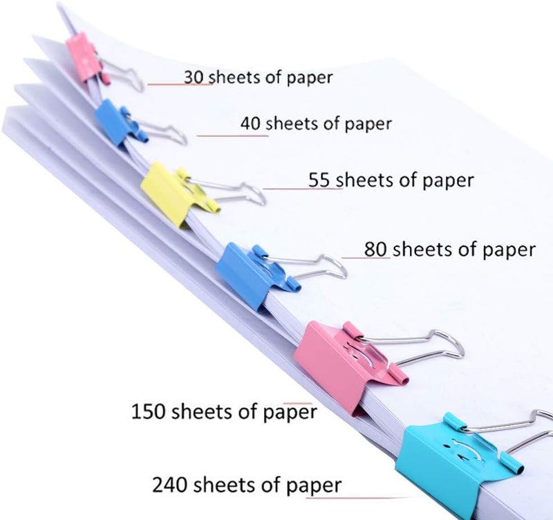 LIQUE 【80pack】 Binder Clips, Paper Clips,Paper Clamps with Colored Cute Hollow Smiling Face,80 Pcs Assorted Size Clip, for Office,Teacher Gifts and Kitchen - Image 5