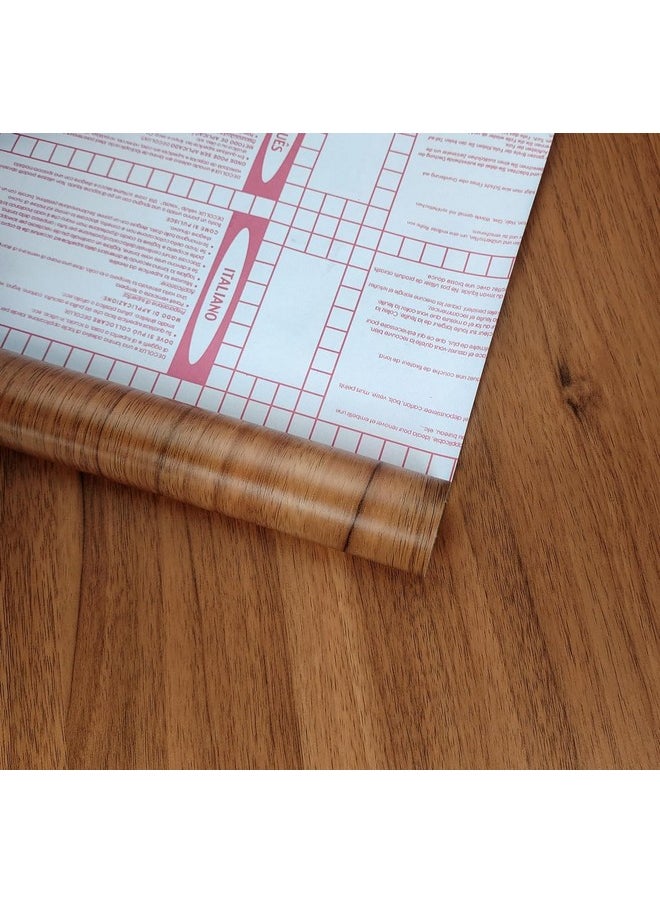 HOMEMATES - Self-Adhesive Wallpaper Waterproof Old Furniture Vinyl Stickers Wooden Door Wardrobe Desktop Pvc Wall Papers 30 X 304 Cm- (Brown Teak Wood) - Image 1