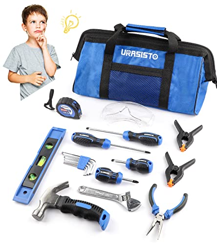 URASISTO 18-Piece Kids Tool Set with Tool Storage Bag, Junior Real Hand Tool Kit for Boys & Girls, Children Learning Tools for DIY Building and Woodworking, Age 8+ - Image 3