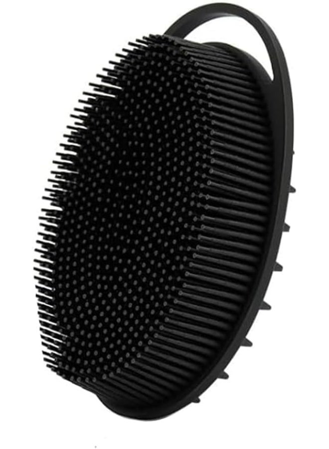 jaexest Silicone Body Scrub Brush & Shampoo Brush – 2-in-1 Exfoliating Bath Brush for Men, Women & Pets | Gentle Scalp Massager & Skin Scrubber – Soft Bristles for Sensitive Skin – Black - Image 1