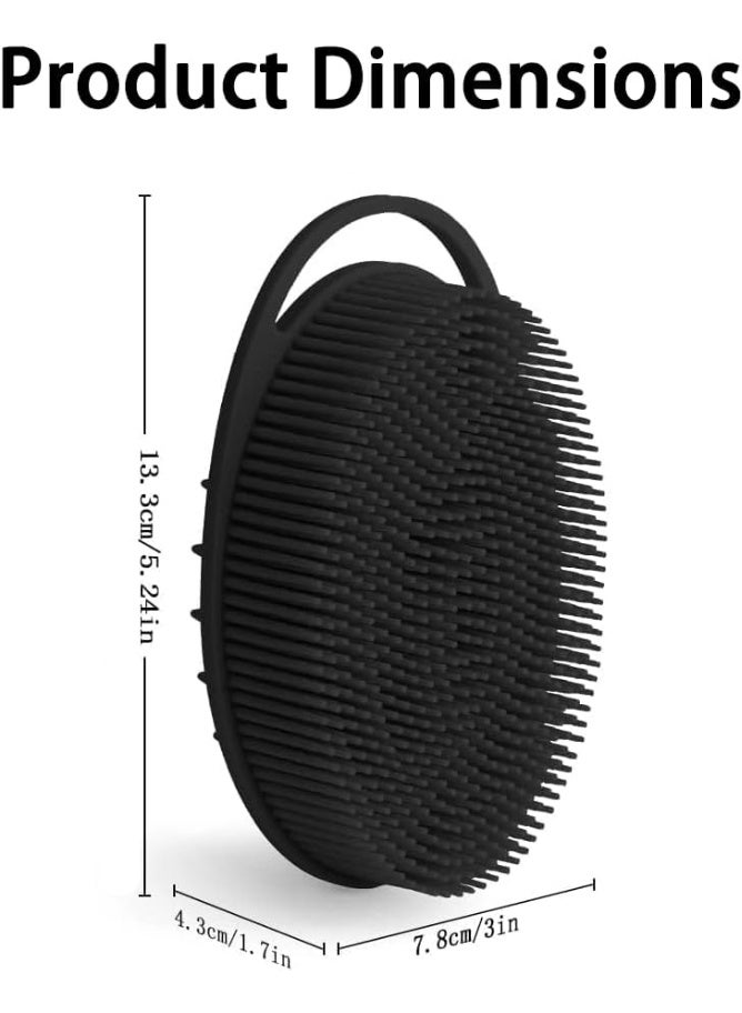 jaexest Silicone Body Scrub Brush & Shampoo Brush – 2-in-1 Exfoliating Bath Brush for Men, Women & Pets | Gentle Scalp Massager & Skin Scrubber – Soft Bristles for Sensitive Skin – Black - Image 3