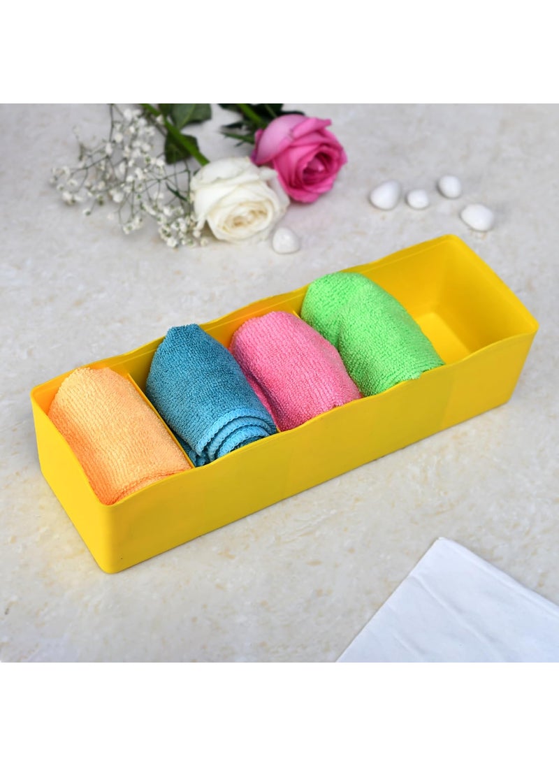 Kuber Industries Kuber Industries Pack of 4 Organizer 5Grid Plastic Storage Box Drawer Divider Box Stationery Organizer Storage Drawer Boxes for Innerwear Socks Bra Panty Red Yellow  - Image 2
