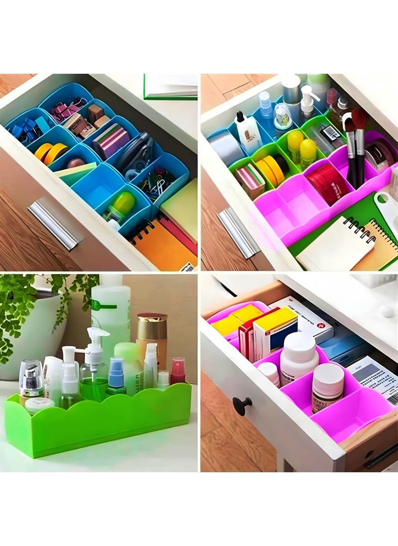 Kuber Industries Kuber Industries Pack of 4 Organizer 5Grid Plastic Storage Box Drawer Divider Box Stationery Organizer Storage Drawer Boxes for Innerwear Socks Bra Panty Red Yellow  - Image 4