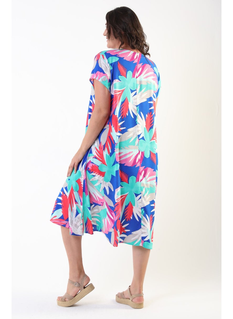 Likapa Summer Plus Size Viscose V Neck Short Sleeve Dress 2688  - Image 5