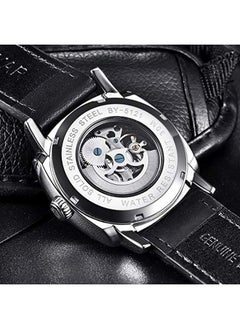 BENYAR BENYAR Automatic Mechanical Self Wind Skeleton Blue Dial Genuine Leather Analogue Watch For Men | Birthday Gift For Men | Gift For Husband | Gift For Brother, Black Band  - Image 3