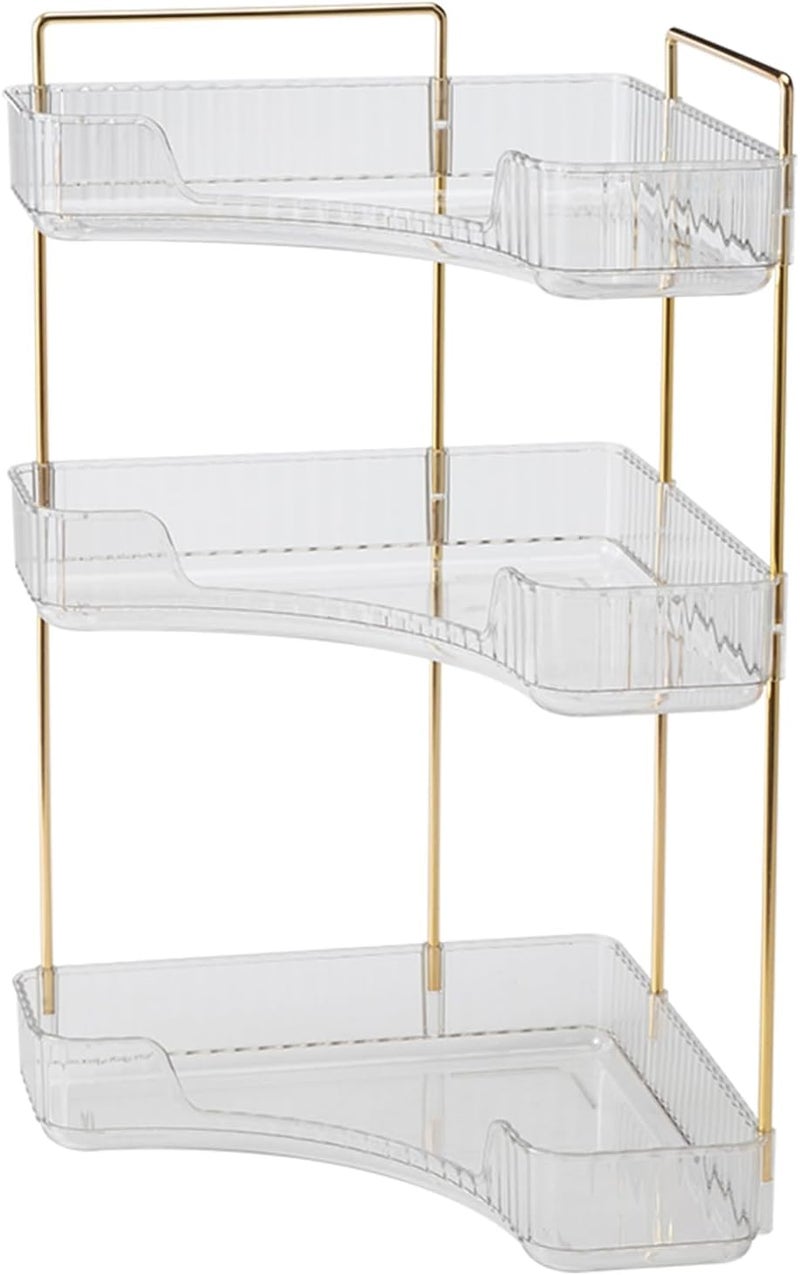SHANNA Square Make Up Cosmetic Organiser: Multifunctional Countertop Organiser for Makeup Brushes, Spacious Design Skincare Organiser Box for Bathroom Dresser (3 Tiers, Clear-B) - Image 1