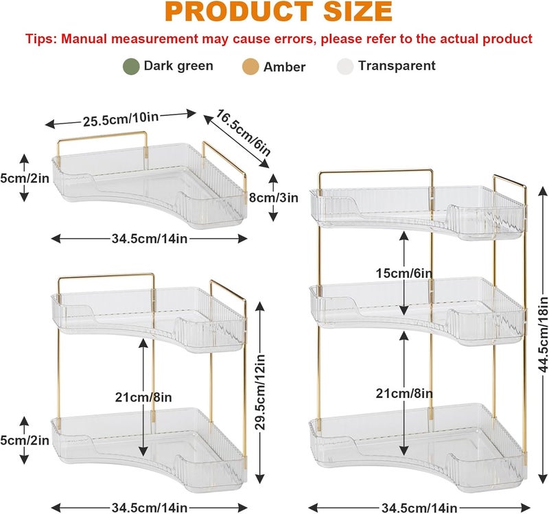 SHANNA Square Make Up Cosmetic Organiser: Multifunctional Countertop Organiser for Makeup Brushes, Spacious Design Skincare Organiser Box for Bathroom Dresser (3 Tiers, Clear-B) - Image 5
