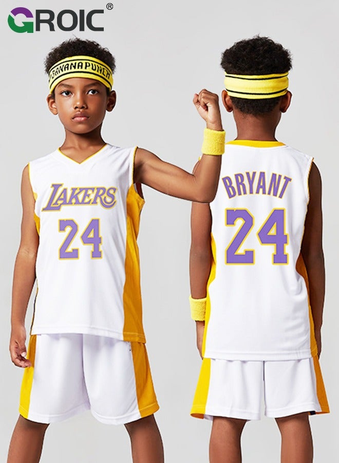 GROIC Basketball Jersey, Jersey 24# Basketball T Shirt and Shorts, Basketball Jersey Shirt for Adults, Basketball Suits, Basketball Jersey Set, Suitable for 175-180CM - Image 3