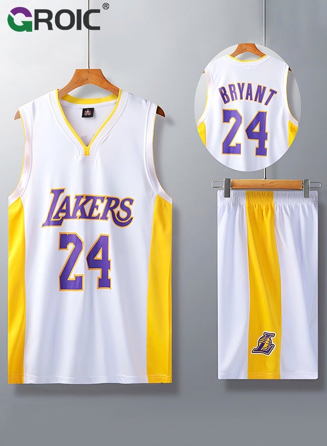 GROIC Basketball Jersey, Jersey 24# Basketball T Shirt and Shorts, Basketball Jersey Shirt for Adults, Basketball Suits, Basketball Jersey Set, Suitable for 175-180CM - Image 2