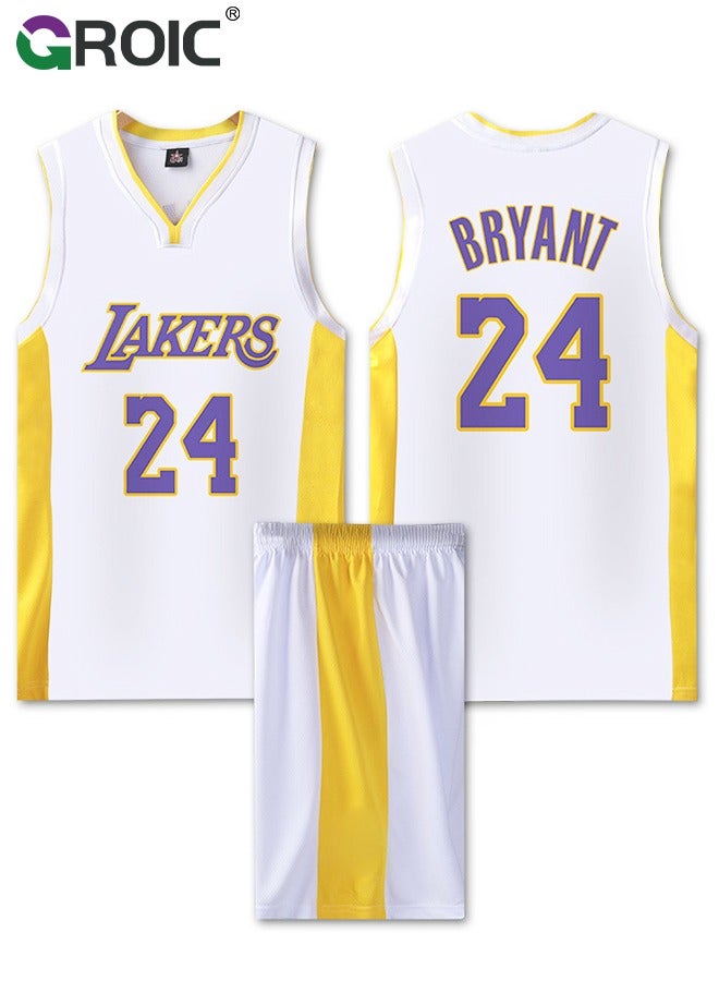 GROIC Basketball Jersey, Jersey 24# Basketball T Shirt and Shorts, Basketball Jersey Shirt for Adults, Basketball Suits, Basketball Jersey Set, Suitable for 175-180CM - Image 1
