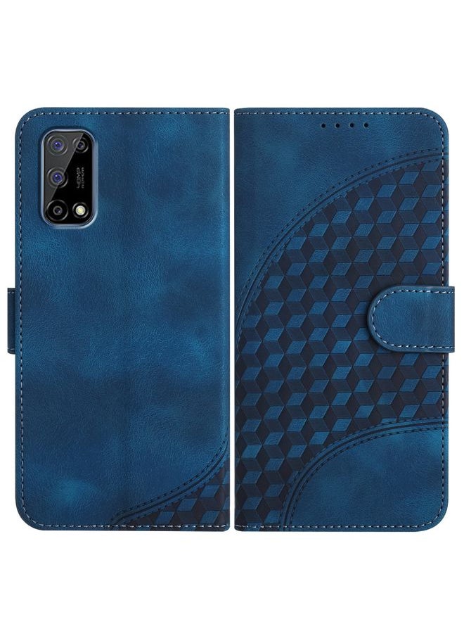 HuHa Case Cover For Realme 7 5G/V5 5G/Q2 5G/Narzo 30 Pro 5G YX0060 Elephant Head Embossed Phone Leather Case with Lanyard Royal Blue 