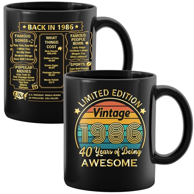 40TH BIRTHDAY GIFTS FOR WOMEN MEN 40TH BIRTHDAY GIFTS FOR HIM 1986 BIRTHDAY GIFTS FOR WOMEN MEN 40 YEARS OLD GIFTS 1986 BIRTHDAY GIFTS FOR HER HIM 40TH BIRTHDAY PRESENTS COFFEE MUG