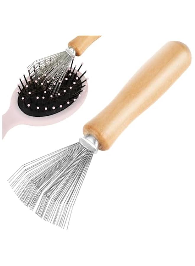 Wooden Handle Hair Brush Cleaner Tool for Home and Salon - Removes Hairs, Dust, and Dirt efficiently. - Image 1