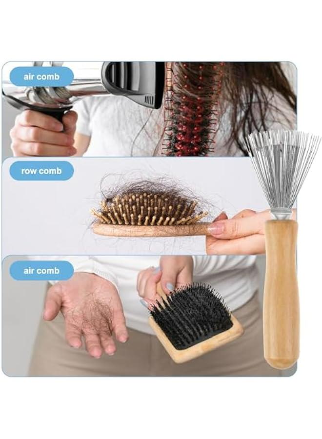 Wooden Handle Hair Brush Cleaner Tool for Home and Salon - Removes Hairs, Dust, and Dirt efficiently. - Image 3