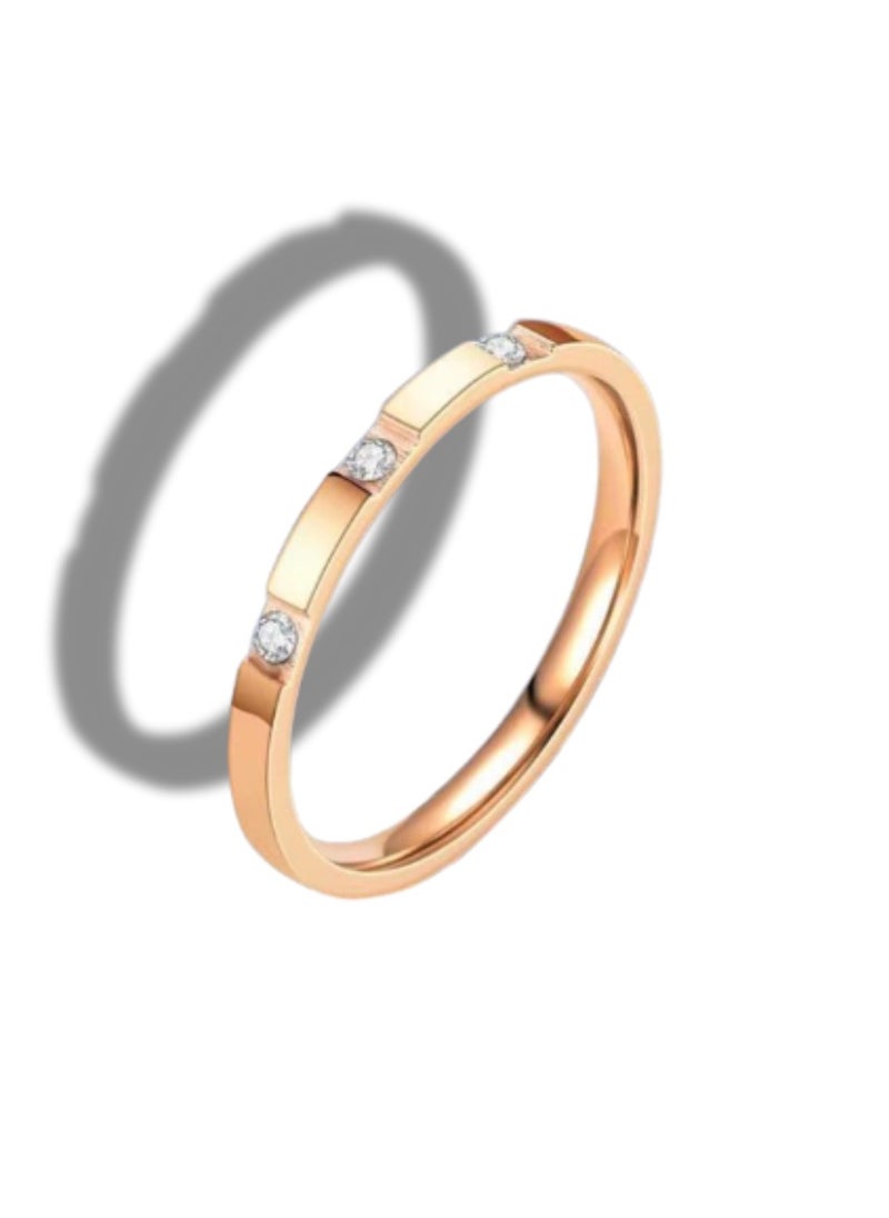 Soko Mesh Rose Gold Ring With Three Diamonds - Exquisite Women's Jewelry, Wedding Band, Luxury Fashion Accessory  - Image 5