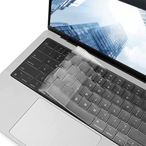 CaoXiong Keyboard Cover Ultra Thin for MacBook Air 13.6 inch M2 A2681 2022 & MacBook Pro 14/16 inch M1 Pro/Max A2442/A2485 2021, Waterproof TPU Protective Skin, Transparent - Image 3