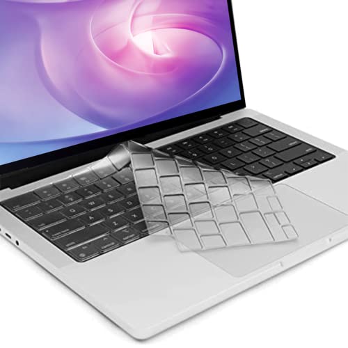 CaoXiong Keyboard Cover Ultra Thin for MacBook Air 13.6 inch M2 A2681 2022 & MacBook Pro 14/16 inch M1 Pro/Max A2442/A2485 2021, Waterproof TPU Protective Skin, Transparent - Image 4