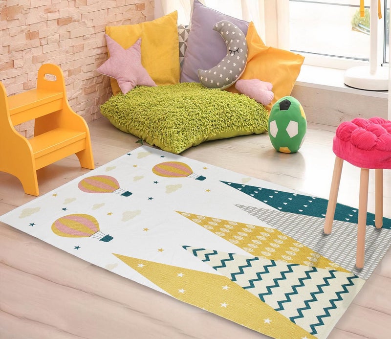 Urban Space سجادة قطنية محبوكة 100% لمساحة حضرية لغرفة المعيشة سجادة سميكة مطبوعة بأسلوب بوهيمي لغرفة النوم مع خيوط 3 قدم × 5 قدم CPRugs012 - Image 1