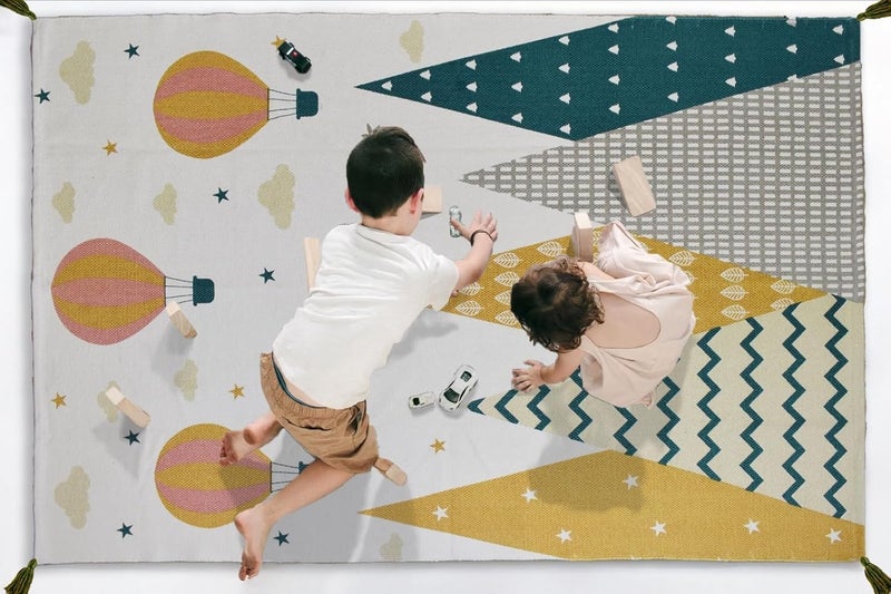 Urban Space سجادة قطنية محبوكة 100% لمساحة حضرية لغرفة المعيشة سجادة سميكة مطبوعة بأسلوب بوهيمي لغرفة النوم مع خيوط 3 قدم × 5 قدم CPRugs012 - Image 4