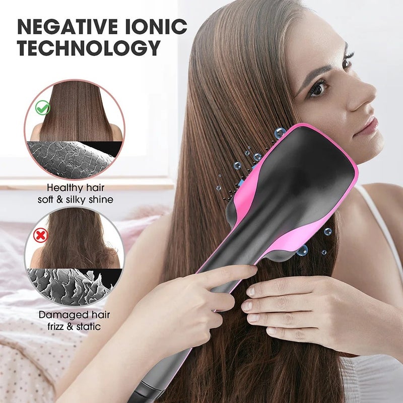 Y&D 1000W Hair Dryer Brush Blow Dryer - Hot Air Brush Styler Volumizer, Hair Straightener & Curler, One Step Electric Ionic Hairdryer Comb - Image 4