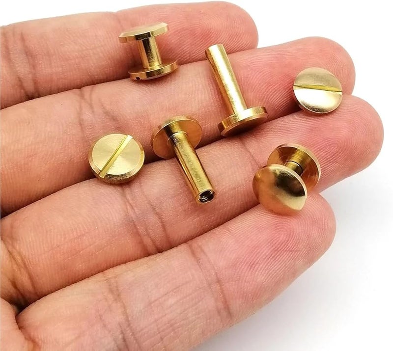 Chicago Screws 100pcs Solid Brass Binding Rivets 18mm Flat Head for Leather Craft Belt Strap - Image 5