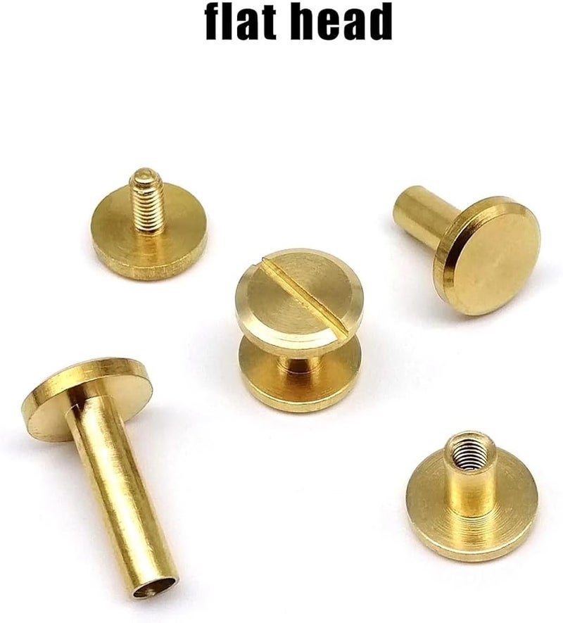 Chicago Screws 100pcs Solid Brass Binding Rivets 18mm Flat Head for Leather Craft Belt Strap - Image 3