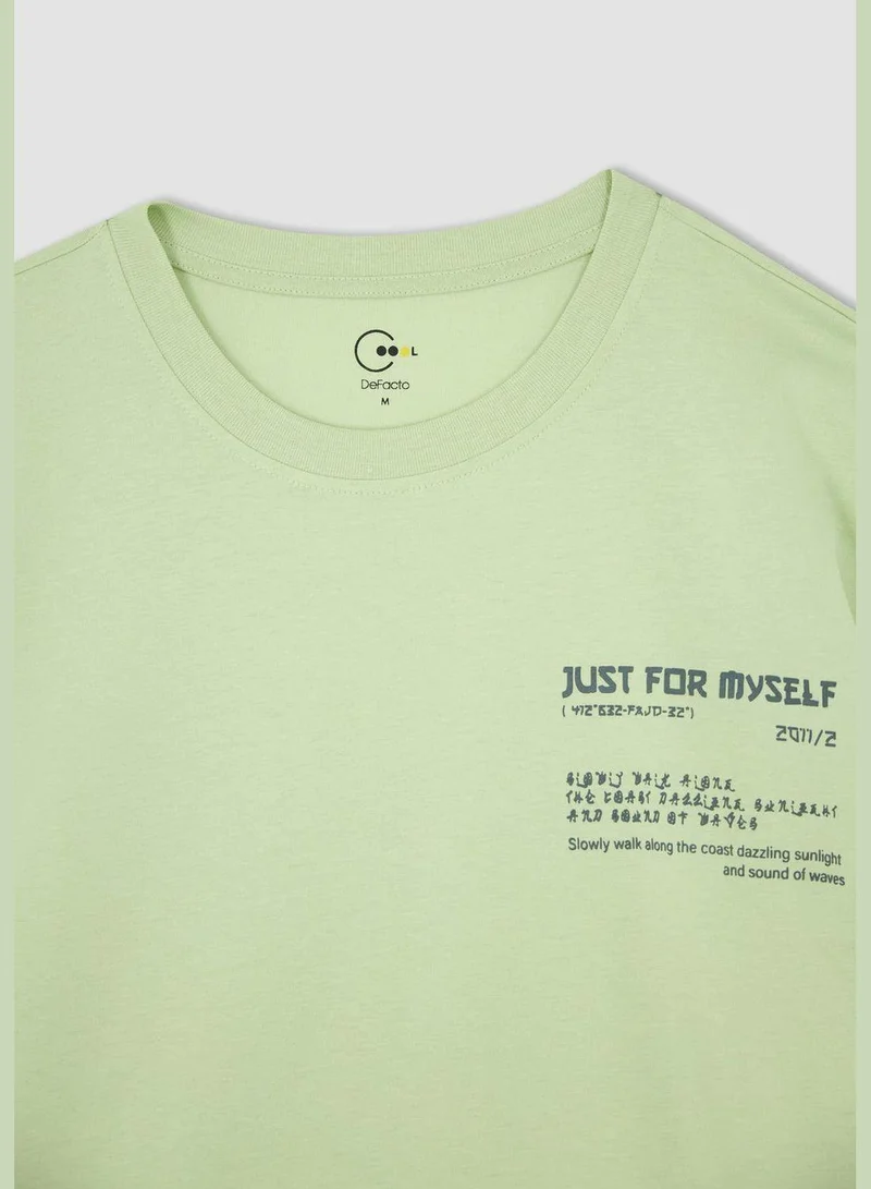 DeFacto Oversize Fit Short Sleeve Slogan Print T-Shirt