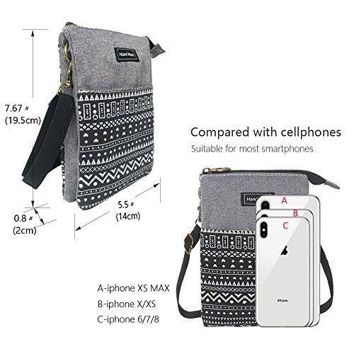 MEISEE Roomy Cell Phone Purse Wallet Canvas Small Crossbody Purse Bags with Shoulder Strap For Women teen girlsl (B-black and gray) - Image 3
