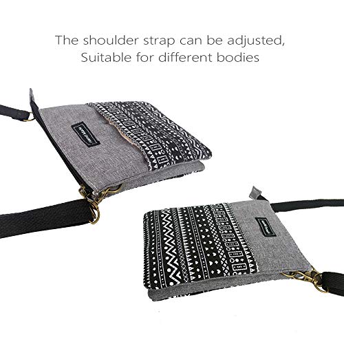 MEISEE Roomy Cell Phone Purse Wallet Canvas Small Crossbody Purse Bags with Shoulder Strap For Women teen girlsl (B-black and gray) - Image 4